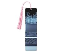 Marque-page en bois pour ordinateurs et Internet - Marque-page en bois à suspendre avec pompons colorés - Cadeau inhabituel pour les amateurs de livres, hommes et femmes
