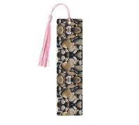 Marque-page en bois rose - Décoration imprimée cœur en pierre, parfait pour les livres, journaux, carnets et planificateurs