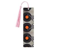 Marque-page en bois rose - Disque vinyle vintage double face imprimé complet décoratif pour salle d'étude, bureau, salle de classe, bibliothèque