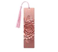 Marque-page en bois rose doré rose pour homme et femme - Marque-page personnalisé avec pompon - Cadeau d'anniversaire pour les amateurs de livres, les étudiants, les enseignants