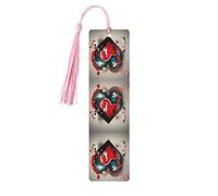 Marque-page en bois rose - Double face - Triple amour et musique - Impression complète - Pour livres, journaux, cahiers