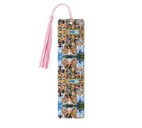 Marque-page en bois rose - Impression intégrale des animaux sauvages double face pour livres, journaux, cahiers - Cadeau idéal