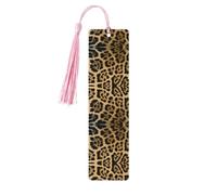 Marque-page en bois rose - Imprimé léopard - Parfait pour les livres, journaux, carnets et planificateurs