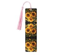 Marque-page en bois rose - Imprimé tournesol jaune - Idéal pour une couverture rigide - Accessoire parfait pour salle d'étude, bureau et bibliothèque