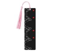 Marque-page en bois rose - Motif bouledogue français - Décoration idéale pour les amateurs de livres, livres à couverture rigide, journaux, agendas et plus encore