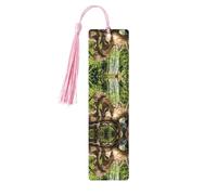 Marque-page en bois rose - Panthère sur un tronc d'arbre imprimé cascade, parfait pour les livres, journaux, cahiers et planificateurs