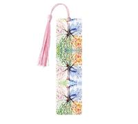 Marque-page en bois rose - Superbe décoration imprimée arbre quatre saisons, parfait pour les livres, journaux, cahiers et planificateurs