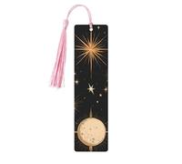 Marque-page en bois Soleil Lune avec tasse, marque-pages comètes spatiales pour femmes et hommes, amoureux des livres, marque-pages pour étudiants, enseignants, lecteurs, écrivains, cadeaux