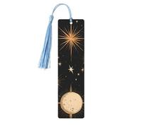 Marque-page en bois Soleil Lune avec tasse, marque-pages comètes spatiales pour femmes et hommes, amoureux des livres, marque-pages pour étudiants, enseignants, lecteurs, écrivains, cadeaux