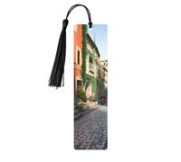 Marque-page en bois Street of Italy à suspendre avec pompons colorés - Cadeau insolite pour les amateurs de livres, hommes et femmes