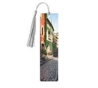 Marque-page en bois Street of Italy à suspendre avec pompons colorés - Cadeau insolite pour les amateurs de livres, hommes et femmes