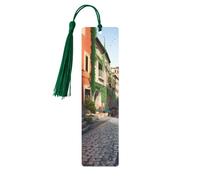 Marque-page en bois Street of Italy à suspendre avec pompons colorés - Cadeau insolite pour les amateurs de livres, hommes et femmes