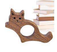 Marque-page en bois - Support de livre pour chat de 2,95 pouces | Support de page en noyer noir - Clip de livre en forme de chat en noyer noir avec des pages de marques de poids de 13 g