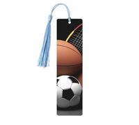 Marque-page en bois sur le thème du sport pour les amateurs de livres, marque-page à faire soi-même avec pompons colorés en bois, étiquettes cadeaux rectangulaires, cadeau inhabituel pour homme et