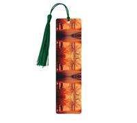 Marque-page en bois vert foncé - Automne double face - Belle impression complète d'automne - Décoration pour salle d'étude, bureau, salle de classe, bibliothèque