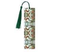 Marque-page en bois vert foncé - Belle impression colibris idéal pour une couverture rigide - Accessoire parfait pour salle d'étude, bureau et bibliothèque