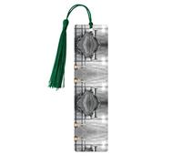 Marque-page en bois vert foncé - Double face - Jetée de plage noire et blanche - Impression complète pour livres, journaux, cahiers - Cadeau idéal