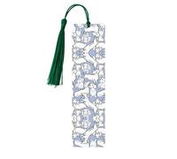 Marque-page en bois vert foncé - Motif teckel mignon double face - Pour livres, journaux, cahiers - Cadeau idéal