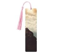 Marque-page en bois « Woman On A Top Mountain » - Marque-page en bois à suspendre avec pompons colorés - Cadeau insolite pour les amateurs de livres, hommes et femmes