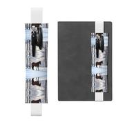 Marque-page en cuir blanc WZYWHJ Cheval Nature Hiver Photo - Design de bande élastique en cuir PVC de qualité supérieure pour cahiers, journaux et planificateurs