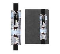 Marque-page en cuir noir WZYWHJ Cheval Nature Hiver Photo - Cuir PVC de qualité supérieure Bande élastique pour cahiers, journaux et planificateurs