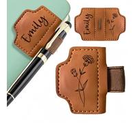 Marque-page En Cuir Personnalisé Avec Porte-stylo, Marque-page Magnétique Rétro Personnalisé Avec Initiale, Porte-stylo For Carnet, Cadeau For Les Amoureux Des Livres
