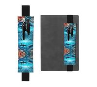 Marque-page en cuir PVC double face imprimé baleines sous la mer, peut contenir 2 à 3 stylos de 20,3 à 25,4 cm de haut