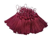 Marque-Page en Fil Soyeux à Franges Soie de 13cm, Mini Pompons for Bricolage, Fabrication Bijoux artisanaux, Marque-Pages Souvenirs pour Accessoires Bricolage(Wine Red)