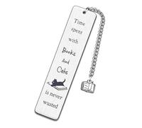 Marque-page en forme de chat pour homme et femme - En acier inoxydable - Cadeau pour les amoureux des chats avec boîte cadeau - Cadeaux pour les amateurs de livres, les enfants, les étudiants, les