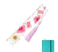 Marque-page en forme de fleur - Marque-page transparent en résine époxy avec pompon | Joli marque-page pour les amateurs de livres, les enseignants, les étudiants, les cadeaux de papeterie pour
