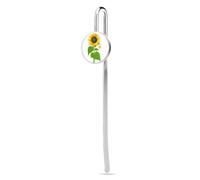 Marque-page en forme de tournesol et de mauvaises herbes avec image ronde, marque-page amusant de 2,5 cm pour la lecture des femmes et des hommes, marque-pages en acier inoxydable pour les amateurs de