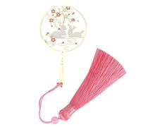 Marque-page en forme d'éventail circulaire en laiton de Style chinois, avec pompon, meilleur cadeau, fournitures scolaires (Biche)