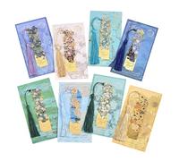 Marque-page En Métal - 8 Pièces Vintage Avec Pompons, Ensemble D'accessoires De Lecture Esthétiques, Lot De Marqueurs De Page Floraux | Marque-livres En Acier Pour Femmes, Livres Chrétiens, Lecteurs P