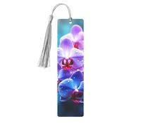 Marque-page en métal avec pampilles colorées - Motif orchidées - Pendentif unique fait à la main - Marque-page en bois - Jolis ornements à suspendre pour les amateurs de livres, les anniversaires, les