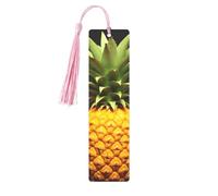 Marque-page en métal avec pampilles en forme d'ananas jaune - Pendentif unique fait à la main - Marque-page en bois - Jolis ornements à suspendre pour les amateurs de livres, cadeaux d'anniversaire