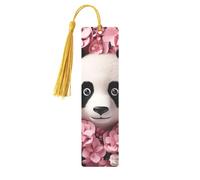 Marque-page en métal avec pampilles en forme de panda rose - Pendentif unique fait à la main - Marque-page en bois - Jolis ornements à suspendre pour les amateurs de livres, les anniversaires, les