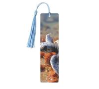 Marque-page en métal avec pampilles en forme de tortue de mer - Pendentif unique fait à la main - Marque-page en bois - Jolis ornements à suspendre pour les amateurs de livres, les anniversaires, les