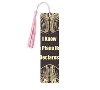 Marque-page en métal avec pampilles « I Know The Plans Have You Declares Lord » - Pendentif unique fait à la main - Marque-page en bois à suspendre - Ornements mignons pour les amateurs de livres