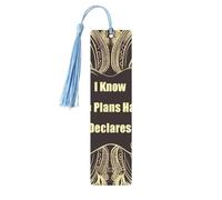 Marque-page en métal avec pampilles « I Know The Plans Have You Declares Lord » - Pendentif unique fait à la main - Marque-page en bois à suspendre - Ornements mignons pour les amateurs de livres