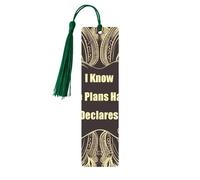 Marque-page en métal avec pampilles « I Know The Plans Have You Declares Lord » - Pendentif unique fait à la main - Marque-page en bois à suspendre - Ornements mignons pour les amateurs de livres
