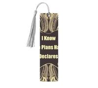 Marque-page en métal avec pampilles « I Know The Plans Have You Declares Lord » - Pendentif unique fait à la main - Marque-page en bois à suspendre - Ornements mignons pour les amateurs de livres