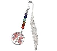 Marque-page en métal avec pendentif arbre de vie en pierre colorée - Cadeau créatif pour petite amie, lecteur - 13 cm