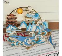 Marque-page en métal de style chinois en forme de bête de bon augure, marque-page creux en métal avec pampille (C)