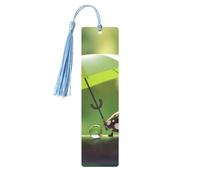 Marque-page en métal imprimé adorable coccinelle avec parapluie S - Bleu ciel - Marqueur de livre léger en aluminium pour livres, journaux et cadeaux, idéal pour les amateurs de livres, décoration de