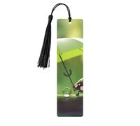 Marque-page en métal imprimé adorable coccinelle avec parapluie S - Noir - Marqueur de livre léger en aluminium pour livres, journaux et cadeaux, idéal pour les amateurs de livres, décoration de