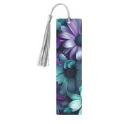 Marque-page en métal imprimé fleurs violettes et bleu sarcelle pour femme - Cadeau idéal pour les amateurs de livres gris