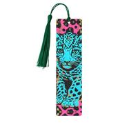 Marque-page en métal imprimé léopard turquoise pour femme - Cadeau idéal pour les amateurs de livres Vert foncé