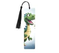 Marque-page en métal pour homme et femme - Images de dinosaures de dessin animé - Marque-page unique fait à la main avec pompon - Marque-page en métal pour enseignants, cadeau d'anniversaire