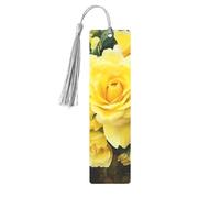 Marque-page en métal pour homme et femme - Marque-page fantaisie en forme de rose jaune pour les amateurs de livres - Marque-page unique en alliage d'aluminium avec pampille - Accessoires de marque de