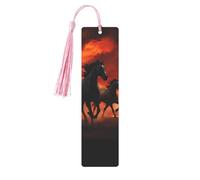 Marque-page en métal pour homme et femme - Marque-page personnalisé avec pampille - Chevaux et nuages lumineux - Cadeau d'anniversaire pour les amateurs de livres, les étudiants, les enseignants